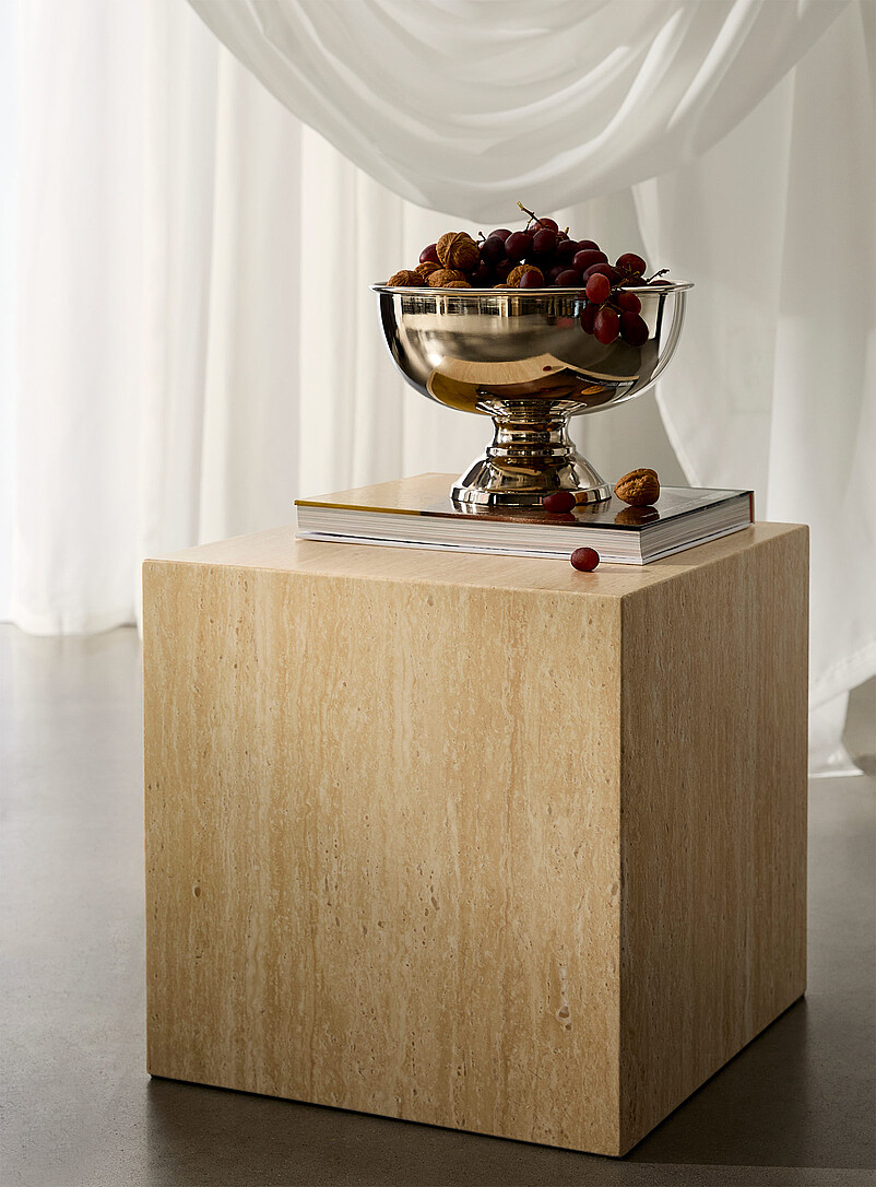Travertine Finish Concrete Cubic Side Table