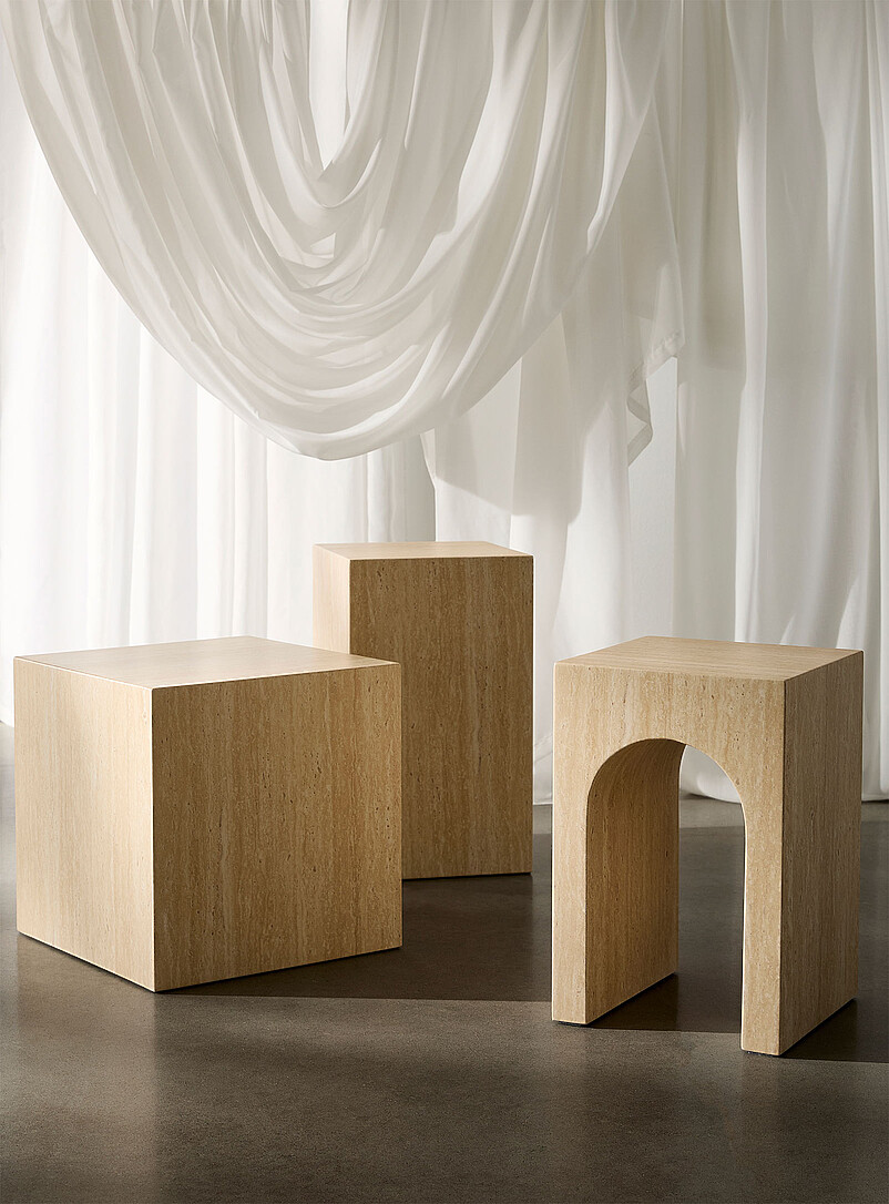 Arch travertine-finish concrete side table product image 3