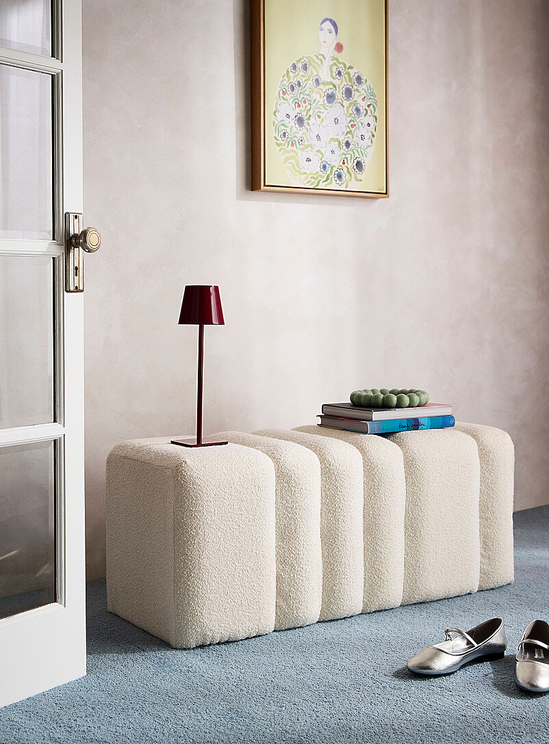 Bouclé Texture Quilted-Style Bench