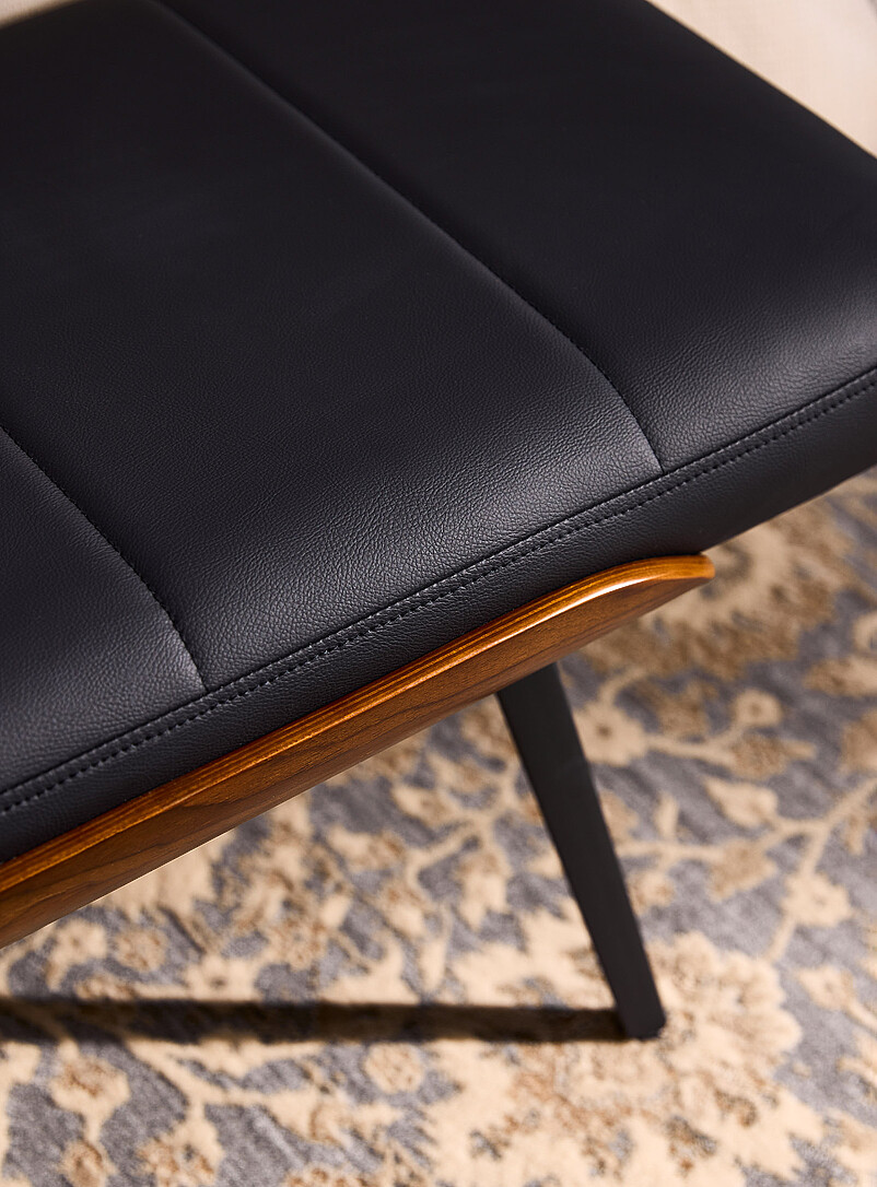 Cushioned bench in topstitched faux leather product image 2