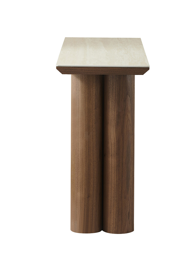 Double pedestal stone and wood console product image 3