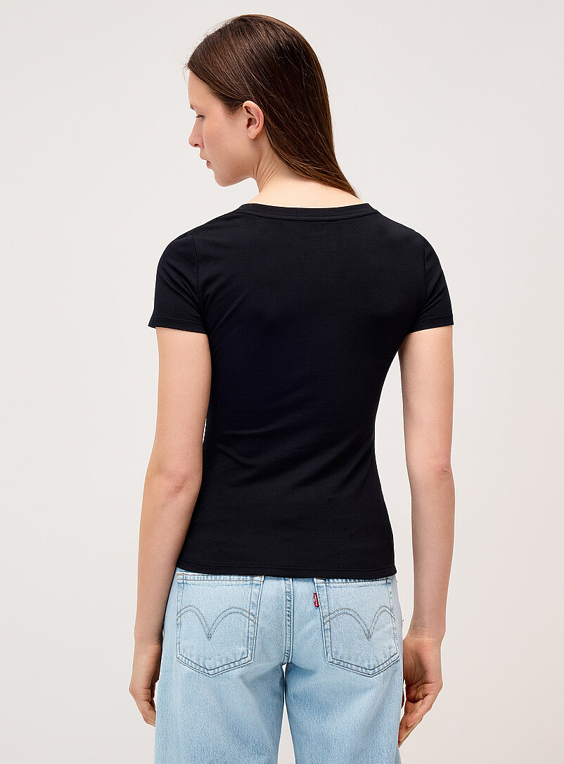 Twik Burgundy Organic cotton V-neck T-shirt <b>Super slim fit</b> for women