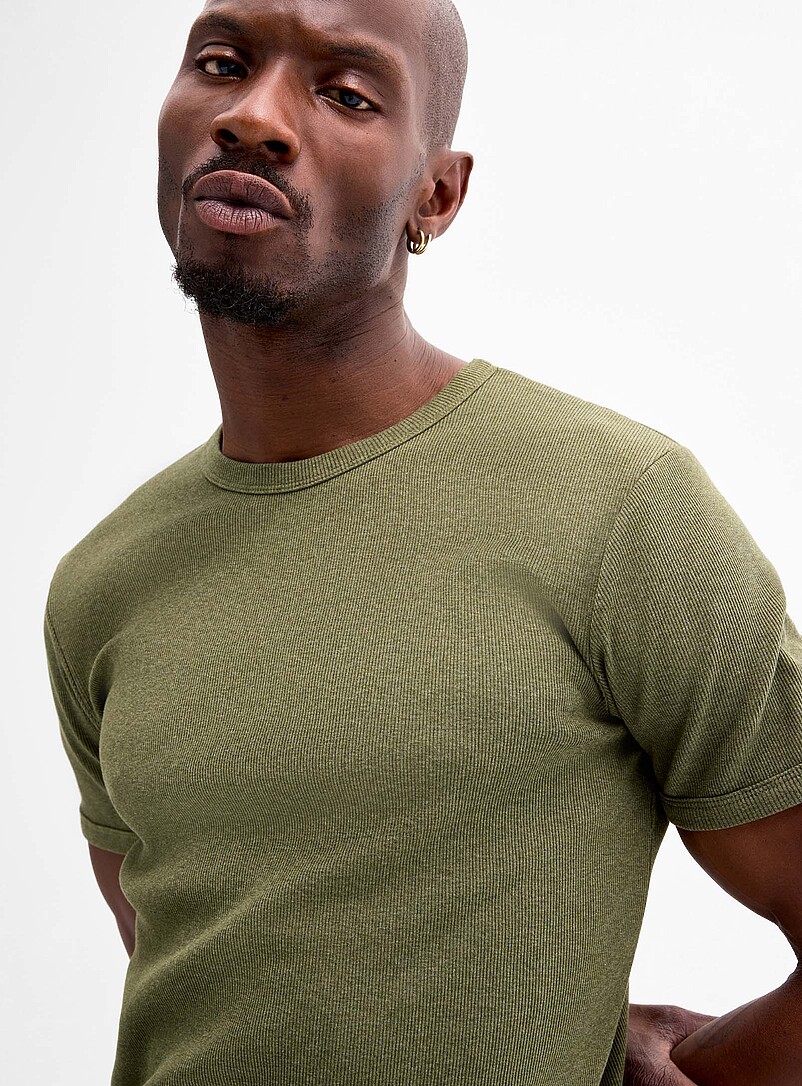 Le 31: Le t-shirt jersey c&ocirc;tel&eacute; <b>Coupe ajust&eacute;e</b> Blanc cass&eacute; pour homme