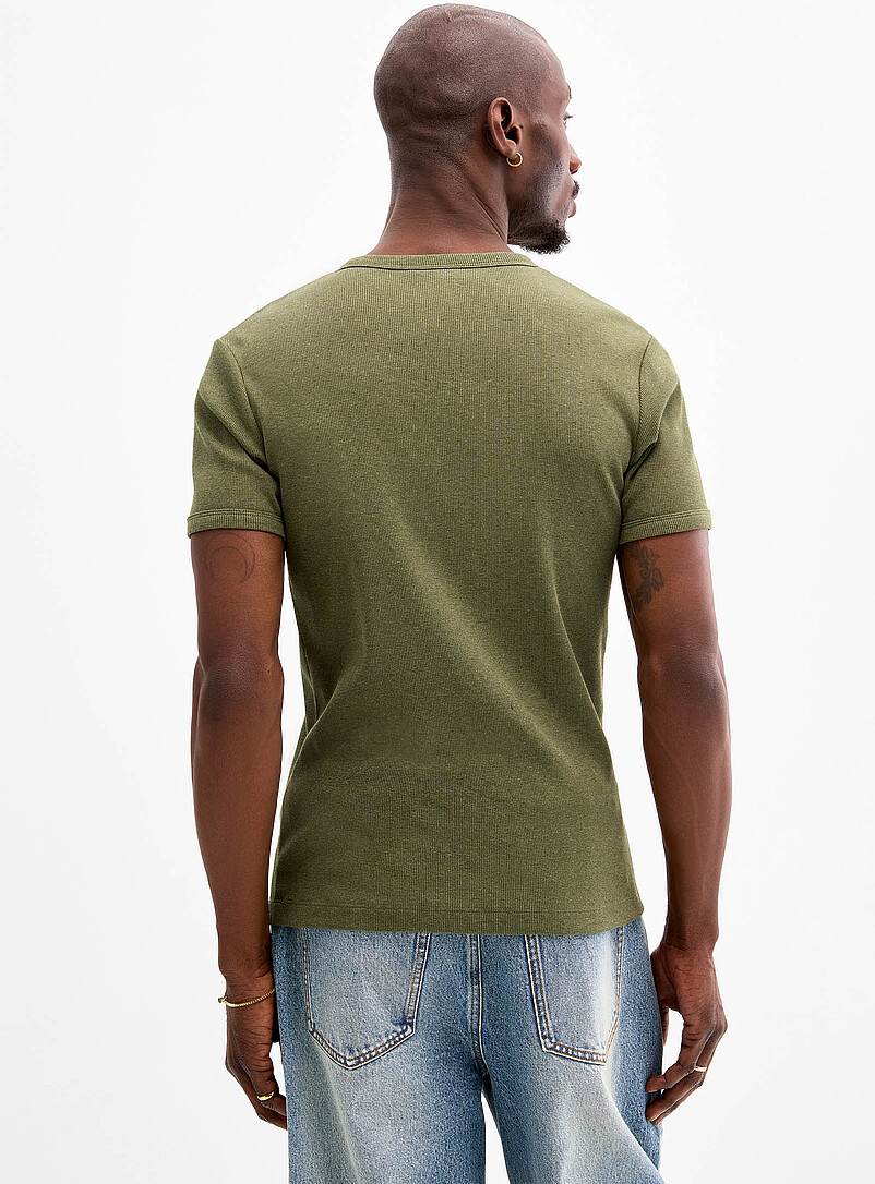 Le 31: Le t-shirt jersey c&ocirc;tel&eacute; <b>Coupe ajust&eacute;e</b> Blanc cass&eacute; pour homme