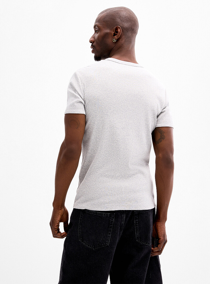 Le 31: Le t-shirt jersey c&ocirc;tel&eacute; <b>Coupe ajust&eacute;e</b> Blanc cass&eacute; pour homme