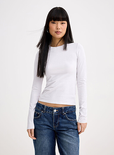 Twik White Fitted long-sleeve T-shirt for women