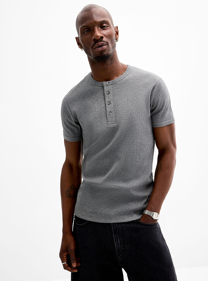 Ribbed Henley T-shirt Muscle fit product image (primary)