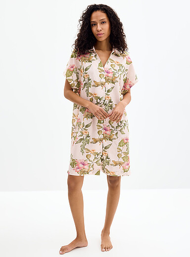 Miiyu: La chemise de nuit fluide expression tropicale Vieux rose pour femme