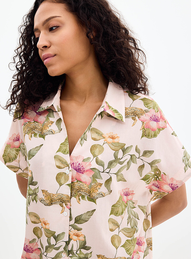 Miiyu Patterned Brown Tropical expression flowy nightshirt for women
