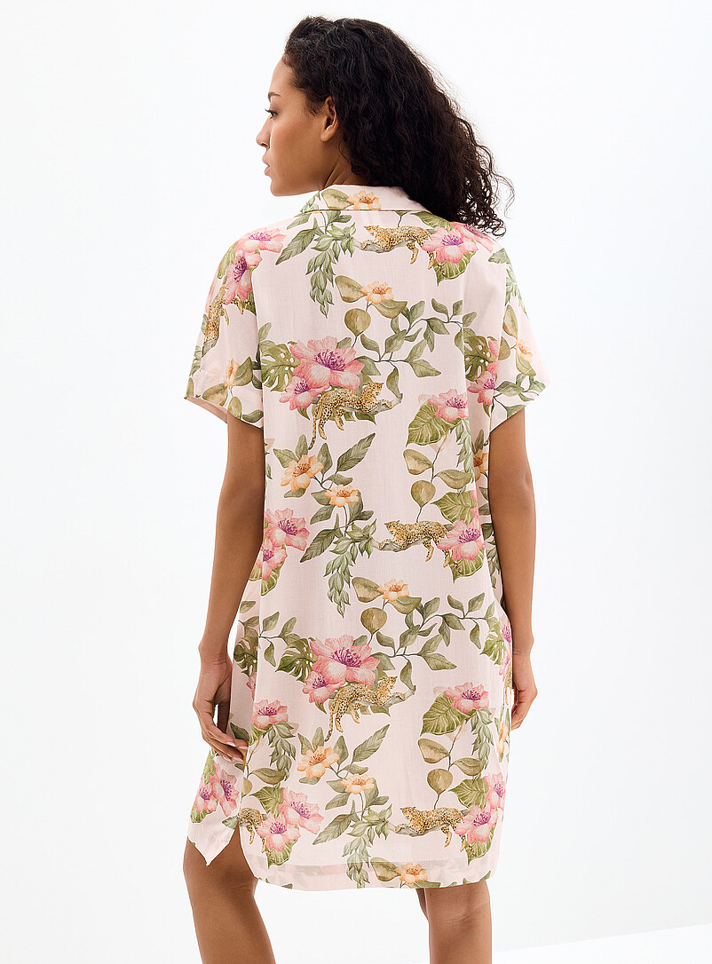 Miiyu Patterned Brown Tropical expression flowy nightshirt for women