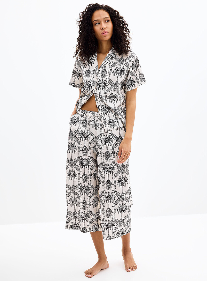 Miiyu: L'ensemble pyjama fluide expression tropicale Vieux rose pour femme