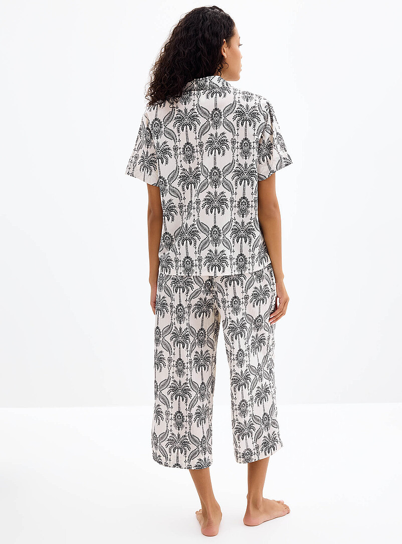 Miiyu Dusky Pink Tropical expression flowy pyjama set for women