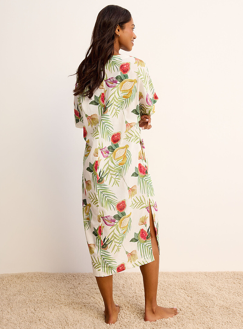 Miiyu Black and White Tropical expression flowy nightgown for women