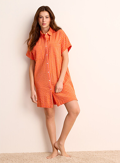 Vibrant striped seersucker nightshirt