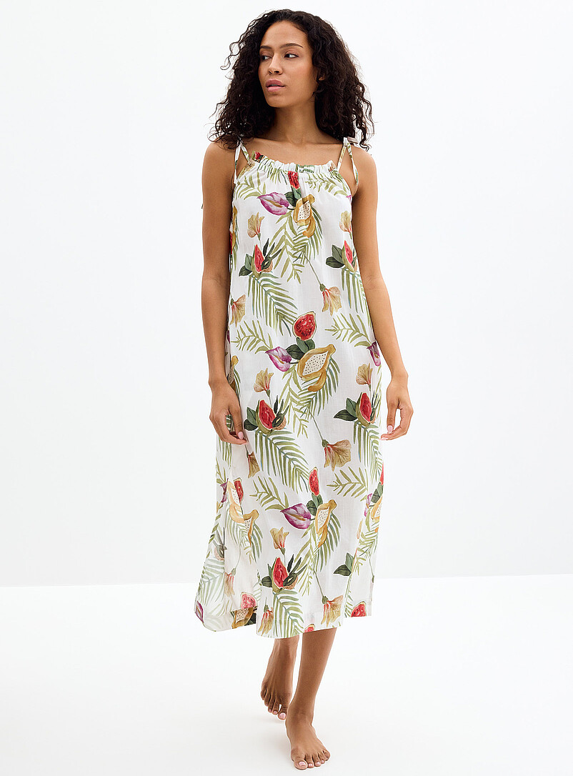 Patterned Flowy Long Nightgown