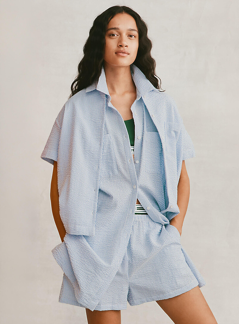 Striped seersucker pyjama set product image (primary)