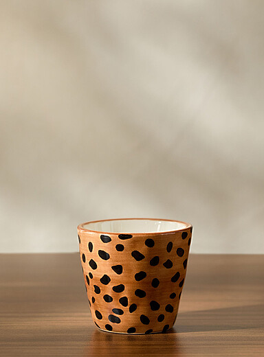 Anna + Nina Patterned Brown Leopard print embossed espresso mug