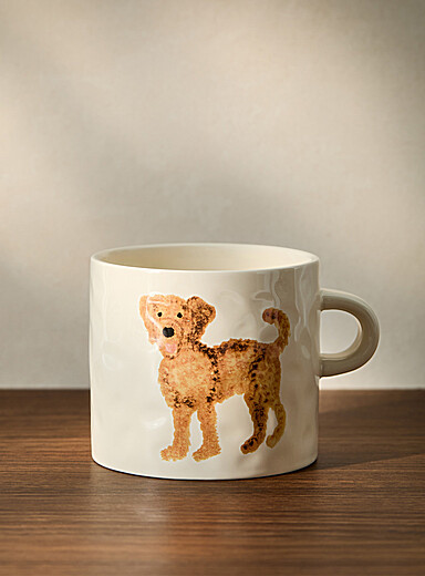 Anna + Nina Patterned White Labradoodle embossed mug