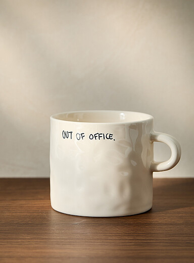 Anna + Nina White Out Of Office embossed mug