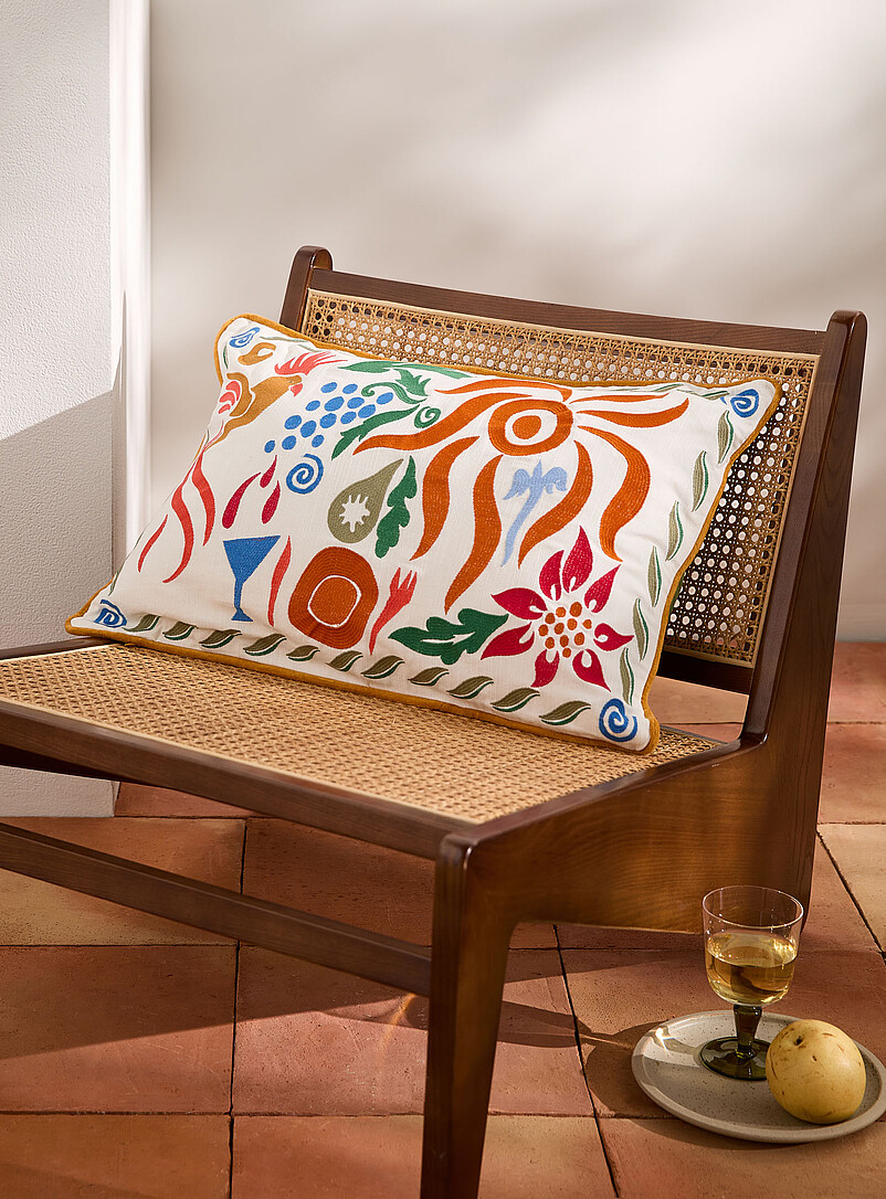 Colourful summer embroidery removable-cover cushion 40 x 60 cm product image (primary)