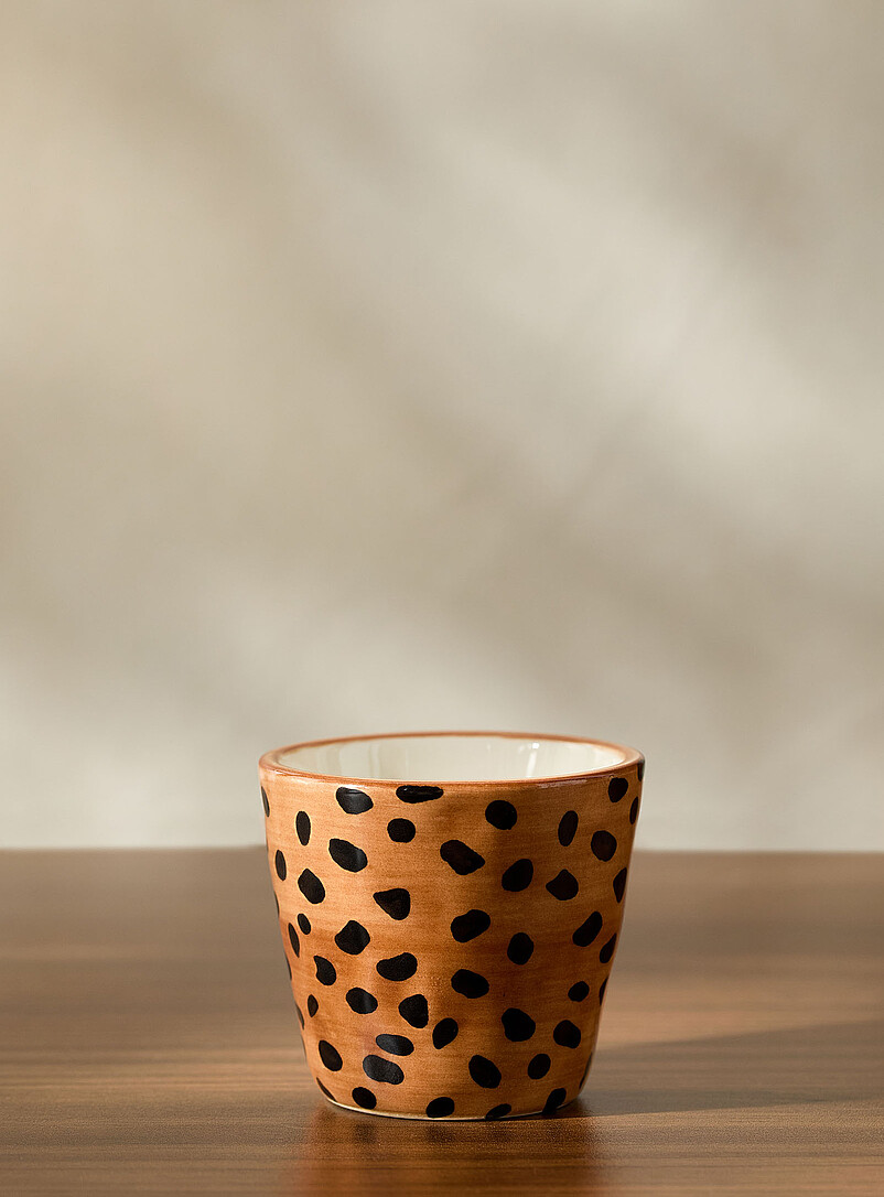 Leopard print embossed espresso mug product image (primary)