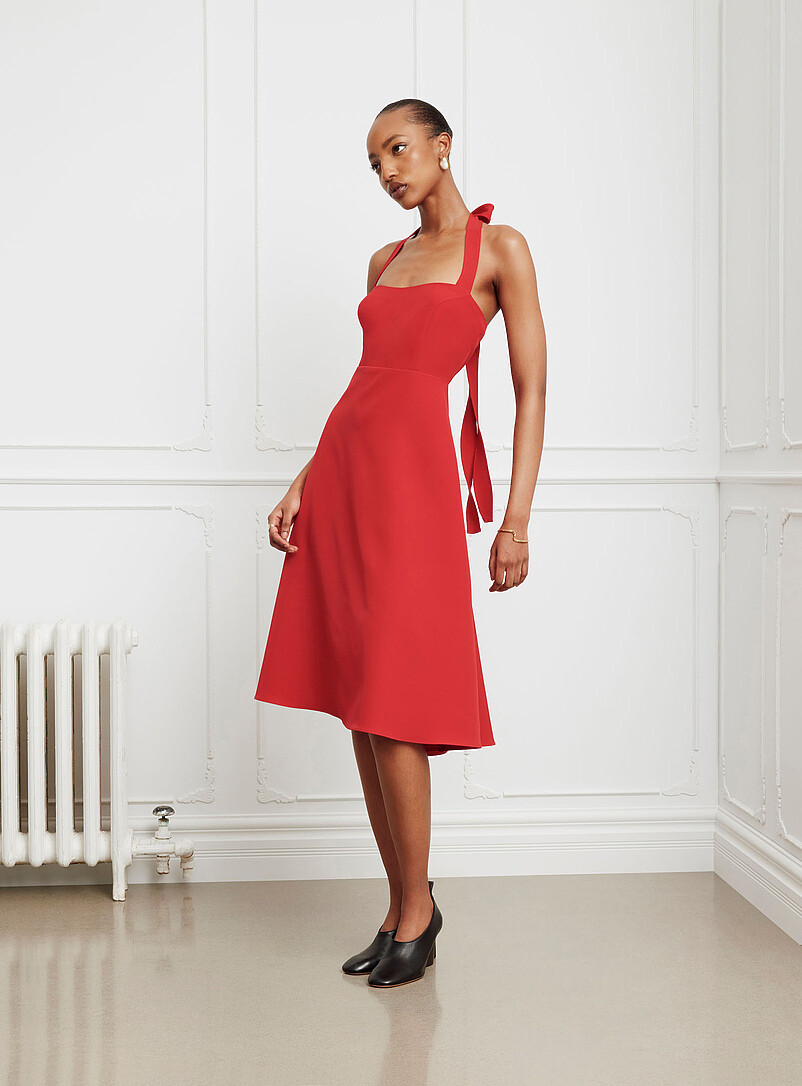 Valentina halter neckline flared dress product image (primary)