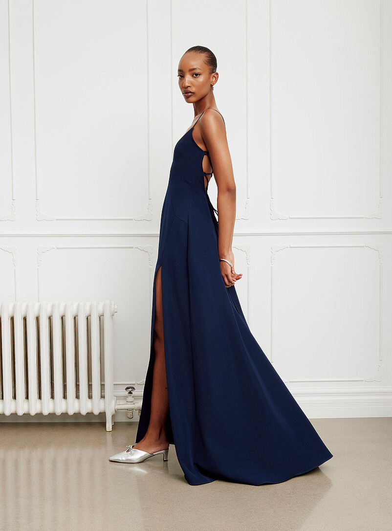 Vivian lace-up back side-slit maxi dress product image (primary)