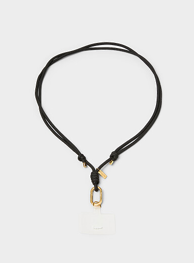 18-carat gold and black cord phone shoulder strap