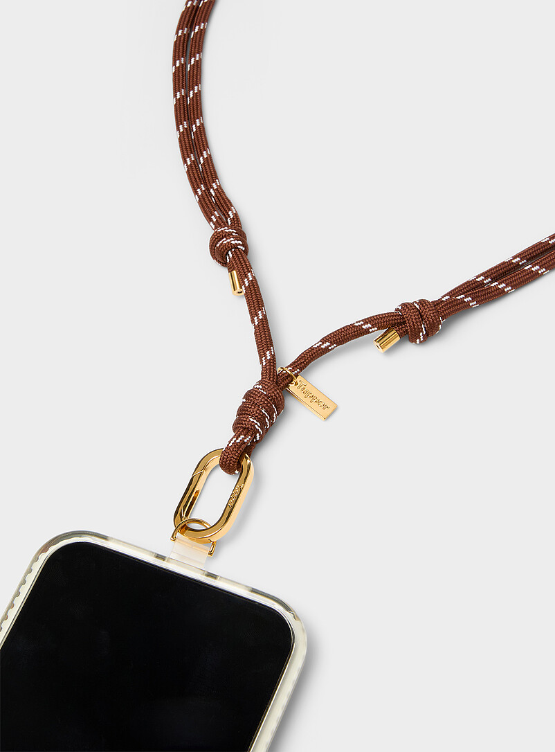 18-carat gold and brown cord phone shoulder strap product image 2