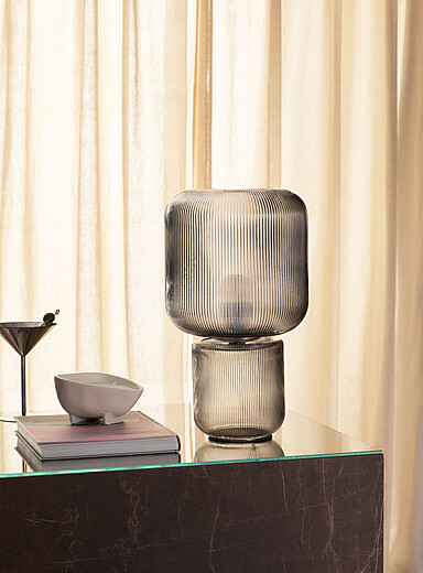 Fluted glass table lamp