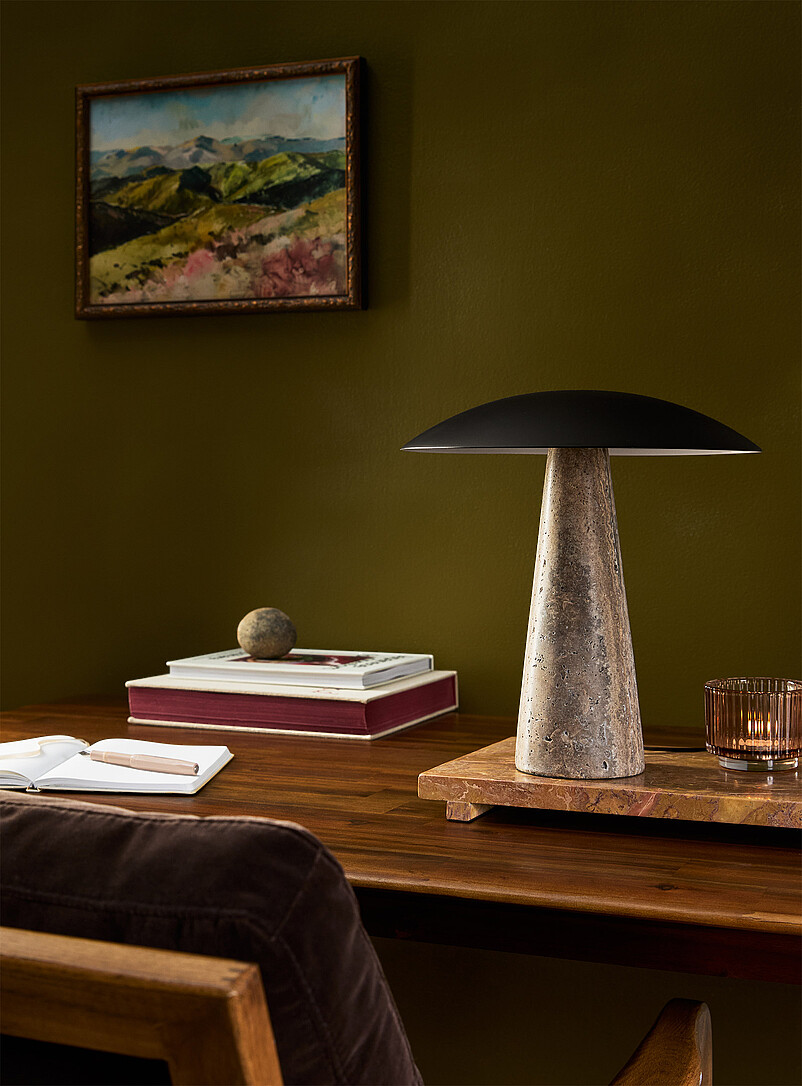 Marble and metal round table lamp product image (primary)