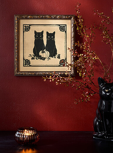 La toile r&eacute;tro chats noirs <b>Collection d'Halloween</b>