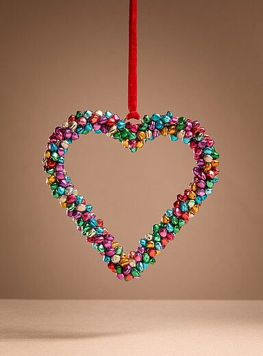 L'ornement c&oelig;ur grelots multicolores <b>Collection de No&euml;l</b>