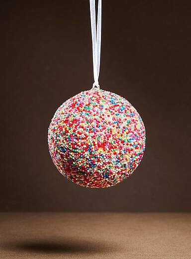 L'ornement boule billes et perles multicolores <b>Collection de No&euml;l</b>