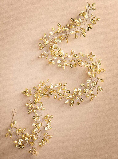 La guirlande perles feuilles dor&eacute;es <b>Collection de No&euml;l</b>