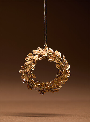L'ornement couronne paillettes bronze et billes <b>Collection de No&euml;l</b>