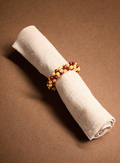Two-tone beaded napkin rings Set of 4 <b>Christmas Collection</b>
