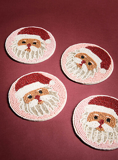 Santa Claus beaded coasters Set of 4 <b>Christmas Collection</b>
