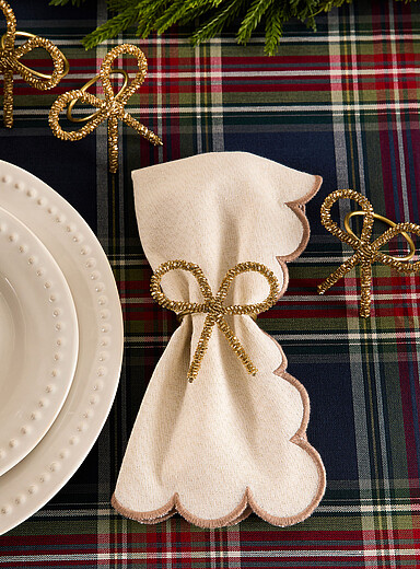 Les anneaux &agrave; serviette billes boucles dor&eacute;es Ensemble de 4 <b>Collection de No&euml;l</b>