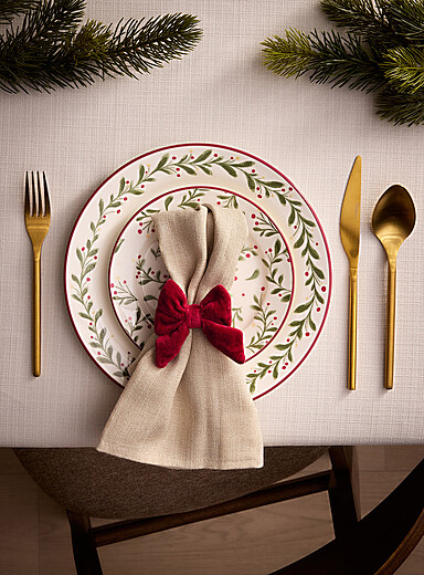 Velvety bows napkin rings Set of 4 <b>Christmas Collection</b>