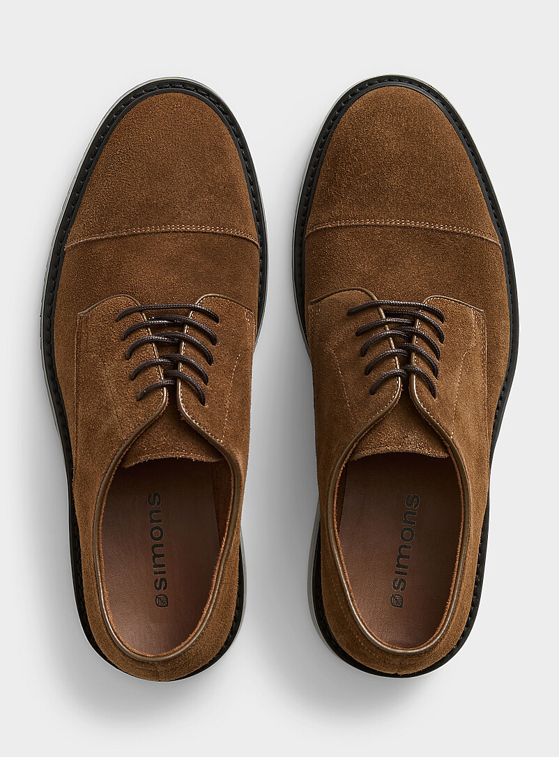 Simons: La chaussure derby en su&egrave;de Homme Sable pour homme