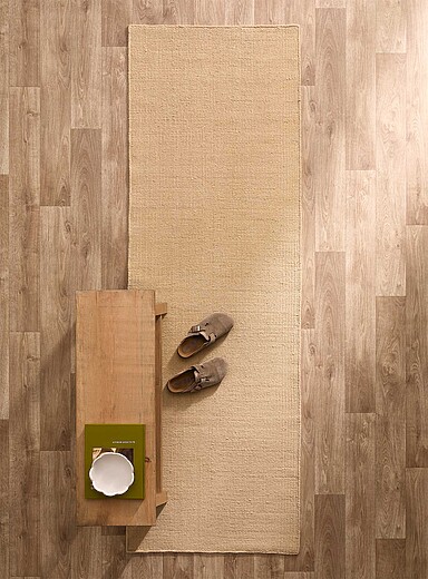 Le tapis de couloir tiss&eacute; laine et coton 75 x 215 cm