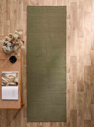Simons Maison: Le tapis de couloir tiss&eacute; laine et coton 75 x 215 cm Vert bouteille - Sapin