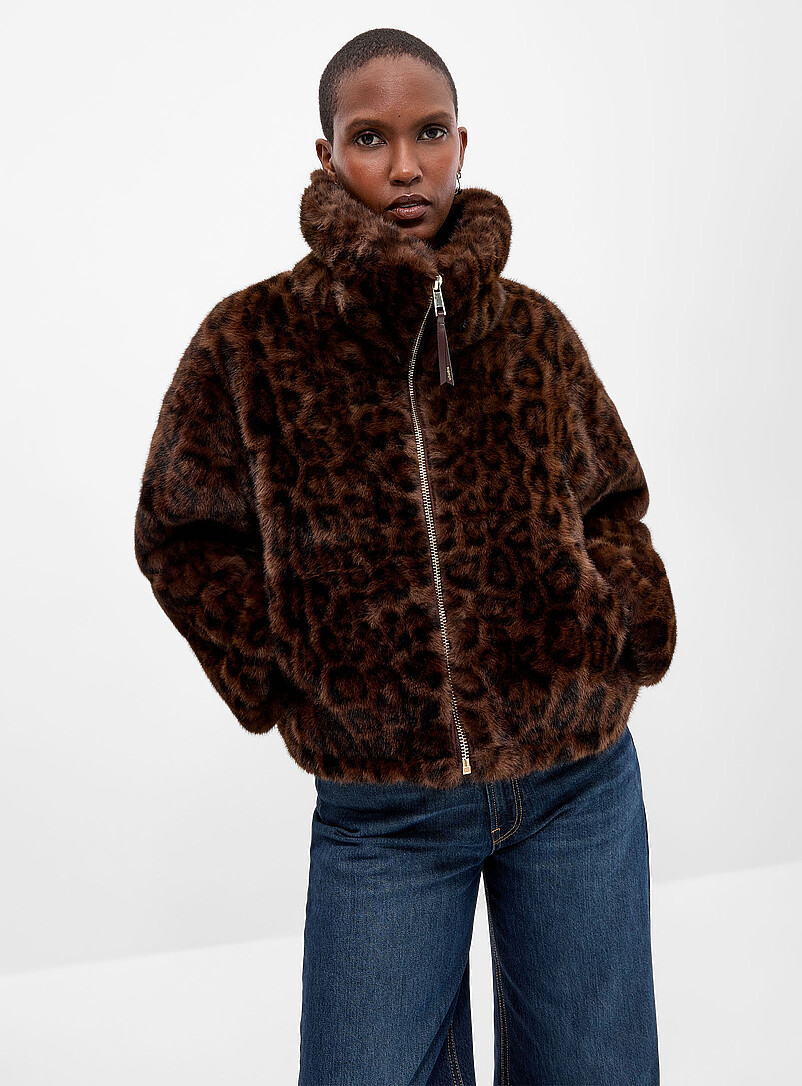 Leopard faux fur zip jacket | Numph | | Simons