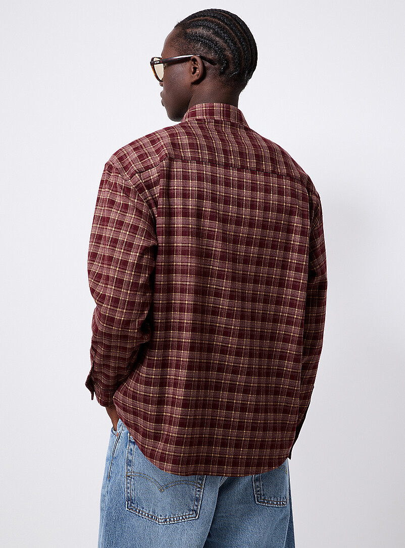 Le 31: La chamise flanelle carreaux bordeaux <b>Importation de S&eacute;oul</b> Bourgogne pour homme