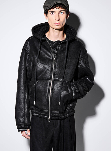 La veste faux cuir lain&eacute;