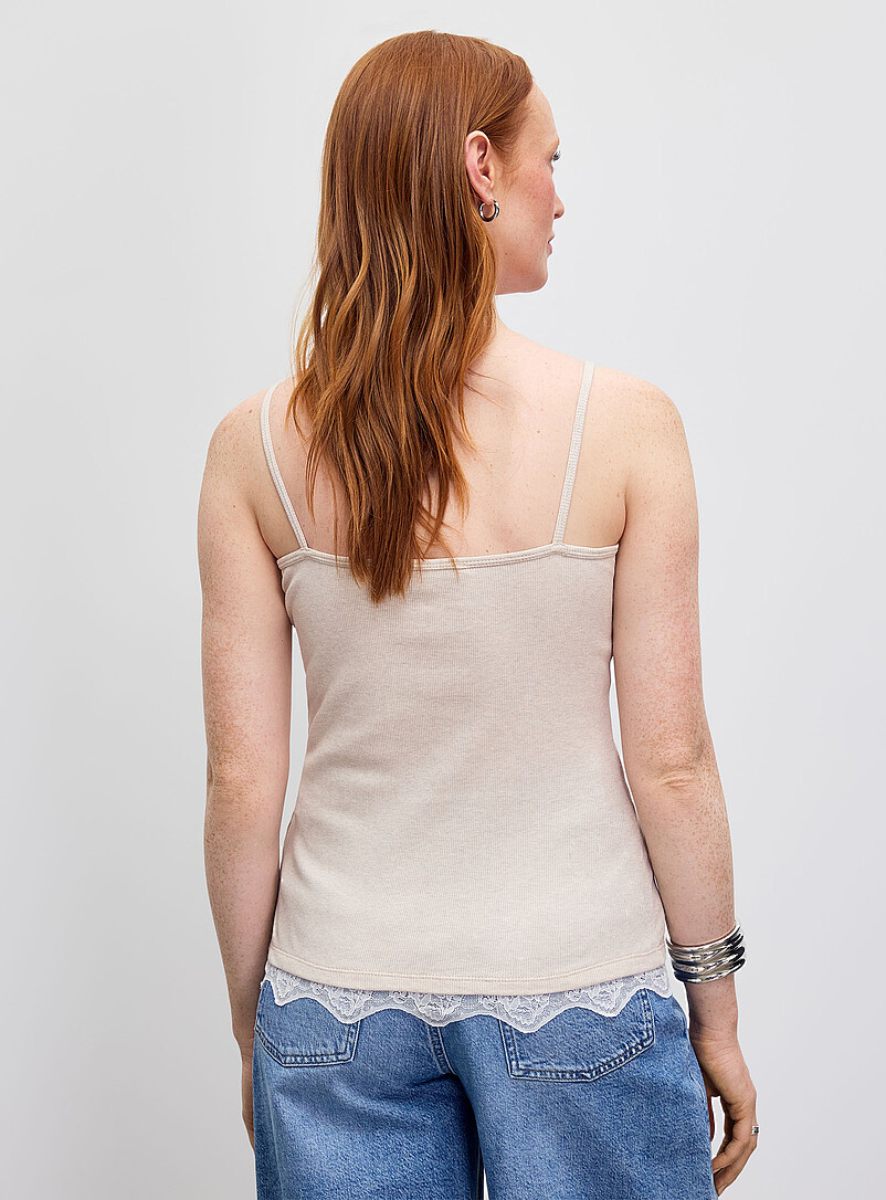 Contemporaine: La camisole c&ocirc;tel&eacute;e bordures dentelle Noir pour femme