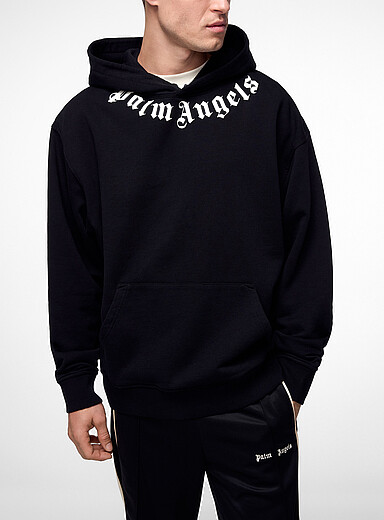 Palm Angels Black Logo neck hoodie for men