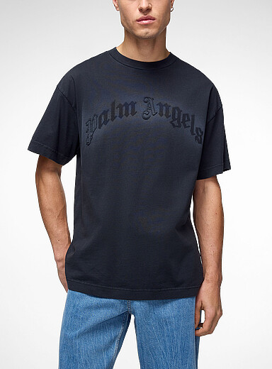 Palm Angels Black Faded appliqu&eacute; logo T-shirt for men