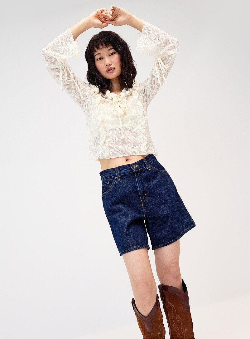 Twik Off White Ruffled lace blouse for women